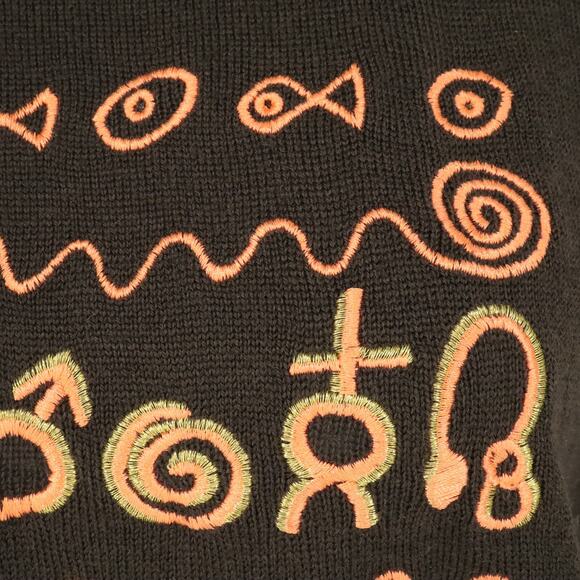 Crisca Sweater Womens 6 US 36 EU Brown Wool Embroidered Mock Neck Y2K Vintage - Picture 7 of 13